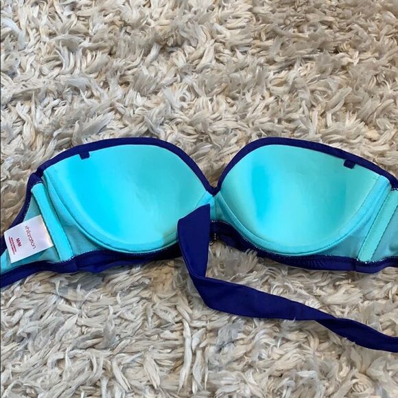 Xhilaration Bandeau blue Bathing suit top with brooch center size M - Picture 4 of 4